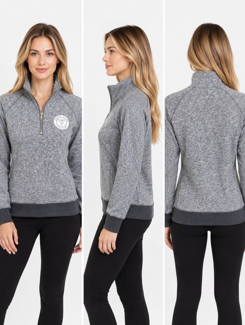 EUC Guess Jeans women's track sheer 1/3 zip sweatshirt jacket top, M grey